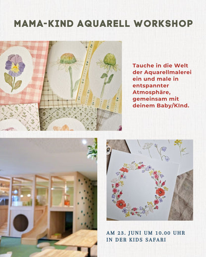 Blumen in Aquarell – Mama-Kind Workshop im der Kids Safari