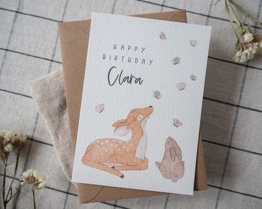 "Waldtiere" - Personalisierte Geburtstagskarte