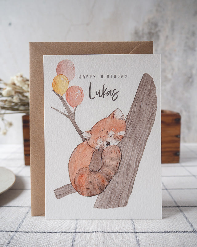 "Roter Panda" - Personalisierte Geburtstagskarte